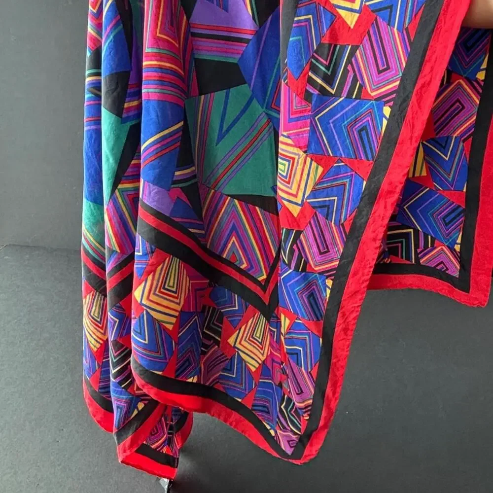 Harvé Benard silk scarf with geometric pattern 100% silk
